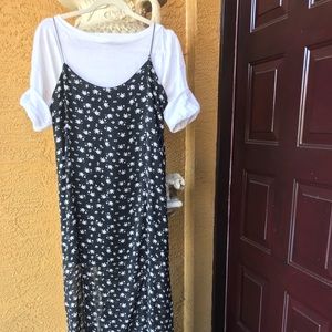 Floral maxi dress black and white.